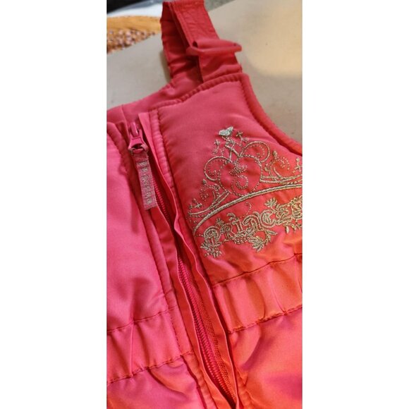 Disney Toddler Girls Pink Insulated Snow Bibs W/ Embroidered Hearts & Glitter Cr - Picture 6 of 6